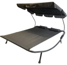 Șezlong dublu cu copertină de soare și perne pentru grădină