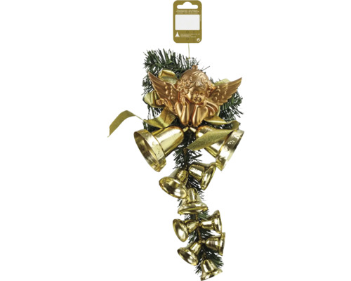 Decorațiune înger cu clopoței H 10 cm auriu Decorațiune de Crăciun cu înger și clopoței