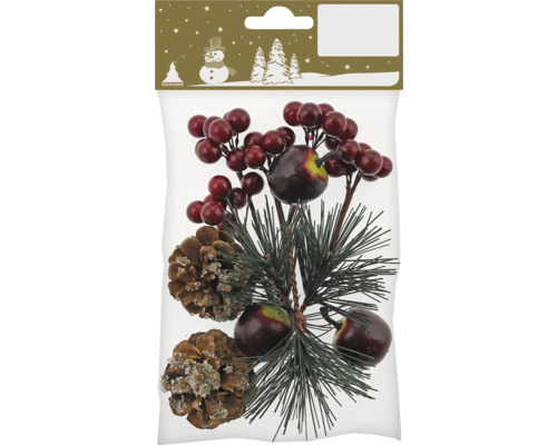 Set mixt ramuri, conuri, fructe Decorație de Crăciun cu ramuri de fructe de pădure, ramuri de brad și conuri de pin