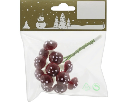 Ciuperci cu fir sârmă, 12 buc. Amanite decorative în pungă