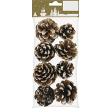 Conuri de pin decorative cu efect de zăpadă în ambalaj