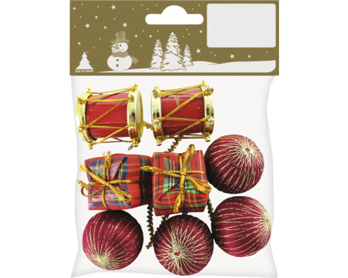 Pachet de decorațiuni de brad constând în tobe, cadouri și bile