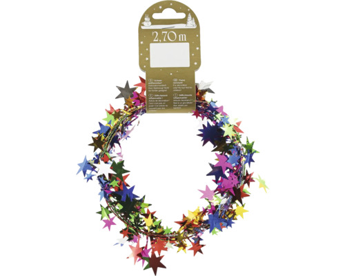 Ghirlandă brad cu stele 270 cm colorată Ghirlandă de decor pentru brad cu stele, 2,70 metri
