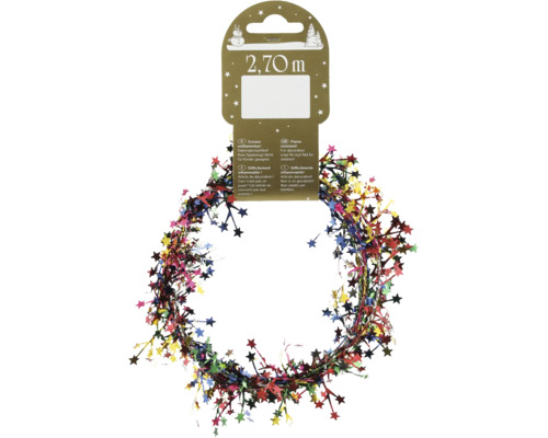 Ghirlandă brad cu steluțe 270 cm colorată Ghirlandă decorativă de Crăciun cu stele, 2,70 metri