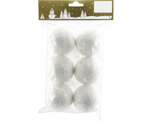 Set bulgări zăpadă cu agățătoare Ø 6 cm 6 buc. Pachet cu șase bulgări de zăpadă pentru interior