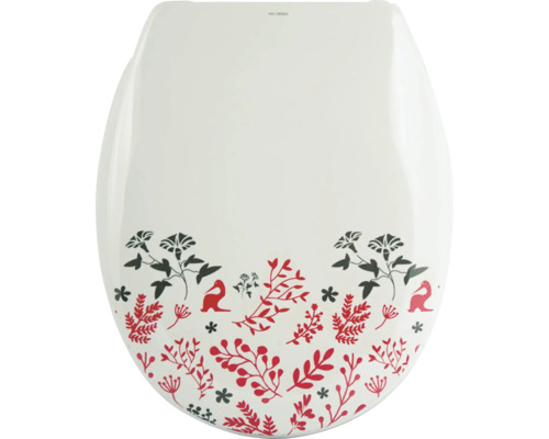 Capac WC cu model MSV Floral duroplast închidere lentă alb 45,5x37 cm Capac de toaletă cu model floral