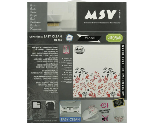 Capac WC MSV Floral din duroplast cu coborâre automată