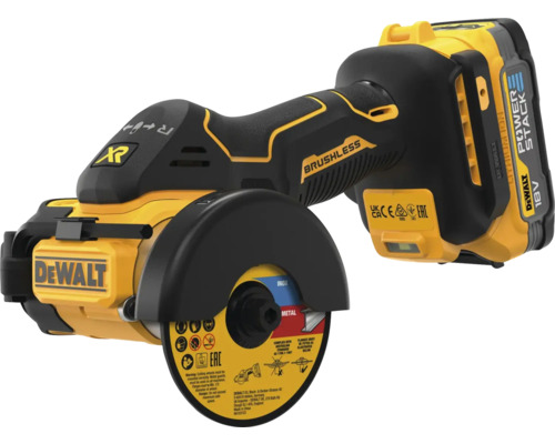 Polizor unghiular pe acumulator DeWalt pentru metal cu disc de tăiere