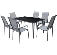 Set de mobilier de grădină cu masă metalică și șase scaune