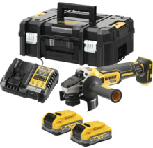 Set polizor unghiular cu acumulator DeWalt cu cutie de scule, încărcător și doi acumulatori