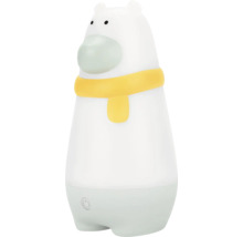 Lampă urs alb cu eșarfă galbenă ca veioză de noapte