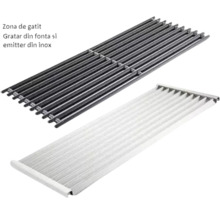 Grătar din fontă și deflector de flacără din oțel inoxidabil