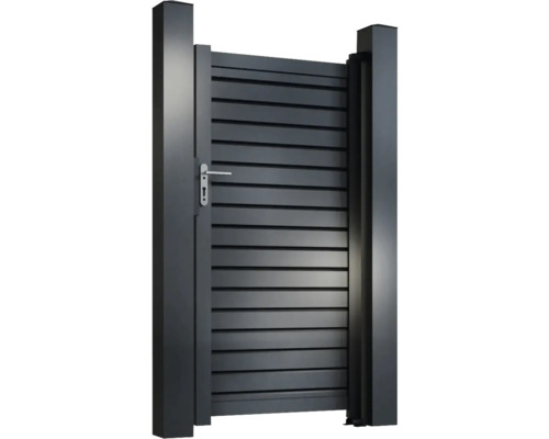 Poartă de grădină cu lamele orizontale și mâner