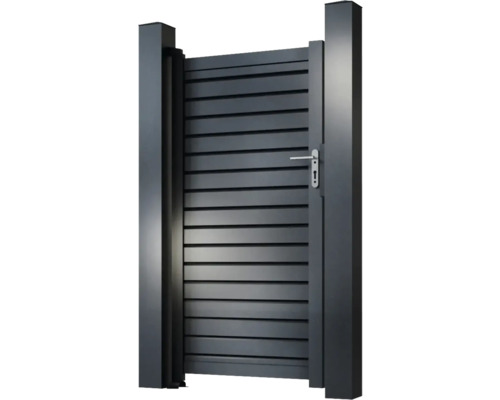 Poartă de grădină din lamele orizontale cu încuietoare și mâner