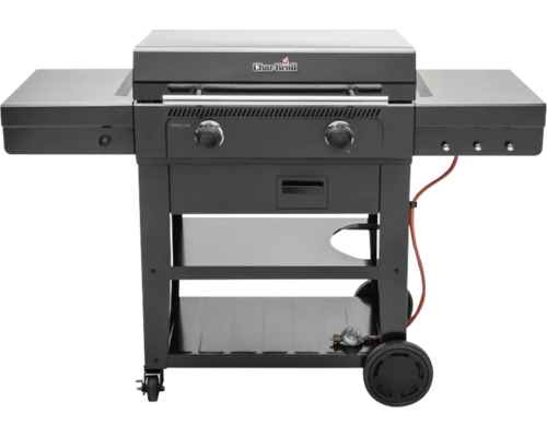 Grătar pe gaz Char-Broil cu două arzătoare, spații de depozitare și roți