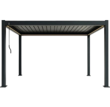 Pergolă cu acoperiș lamelar și iluminare LED