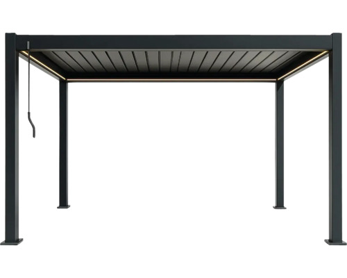 Pergolă cu acoperiș lamelar și iluminare LED