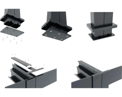 Imagine a montajului stâlpilor și a panourilor laterale pentru un acoperiș de terasă