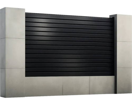 Gard de intimitate cu lamele orizontale și elemente din beton