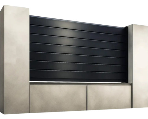 Paravan de intimitate cu elemente orizontale și stâlpi