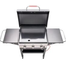 Plită grătar cu capac deschis și două măsuțe laterale