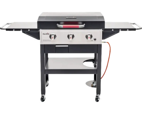 Grătar pe gaz cu trei arzătoare, suprafețe de depozitare și role