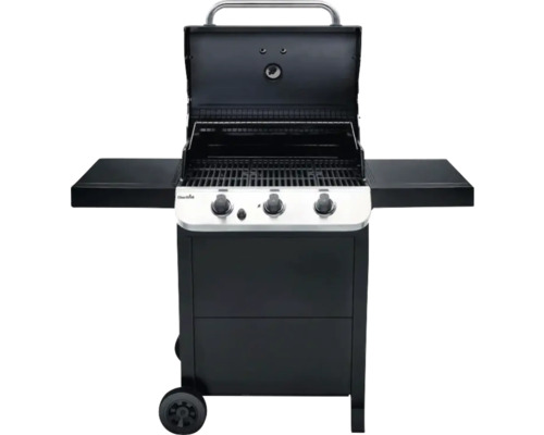 Grătar pe gaz cu trei arzătoare, grătar și rafturi laterale