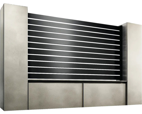 Zid de grădină modern cu elemente orizontale