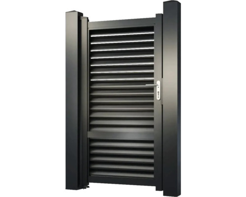 Poartă de grădină neagră cu lamele orizontale