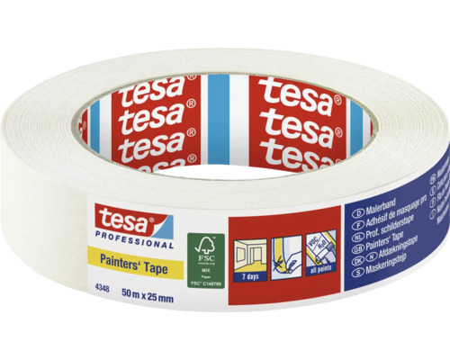 Bandă mascare premium tesa® crem 25 mm x 50 m Bandă de mascare Tesa 50 metri pe 25 milimetri