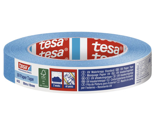 Bandă de mascare tesa din hârtie creponată rezistentă la UV 25 mm x 50 m Tesa bandă de hârtie UV Standard 50 metri x 19 milimetri