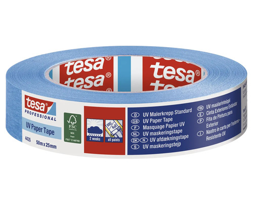 Rola bandă de mascare din hârtie UV Tesa, 50 metri cu 25 milimetri