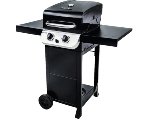 Grătar pe gaz cu două arzătoare și rafturi laterale