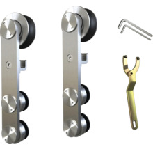 Două feronerie metalică pentru uși glisante cu accesorii