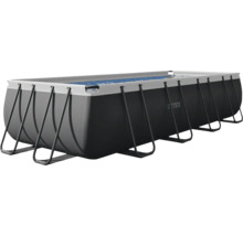 Piscină dreptunghiulară cu cadru metalic și apă