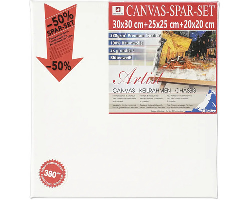 Set pânză cu trei șasiuri de dimensiuni 30x30 cm, 25x25 cm și 20x20 cm