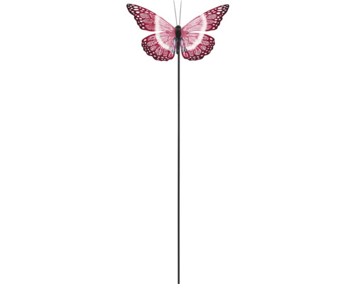 Tijă metalică Lafiora cu fluture H 110 cm roz Știft decorativ de grădină cu motiv fluture