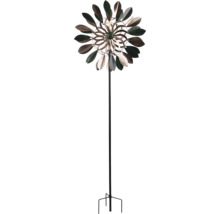 Moară de vânt metalică cu design de frunze pentru grădină