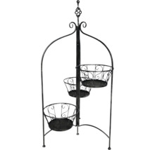 Suport pentru plante cu trei coșuri din metal