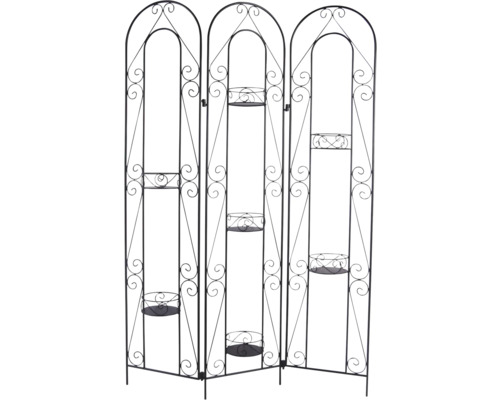 Paravan decorativ metalic cu suporturi pentru plante