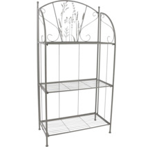 Raft metalic pentru plante cu trei rafturi și decor floral