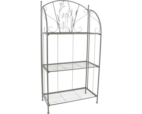 Raft metalic pentru plante cu trei rafturi și decor floral