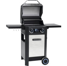 Grătar pe gaz cu capac deschis, rafturi laterale și dulap inferior