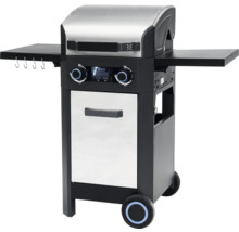 Grătar pe gaz cu rafturi laterale și dulap inferior pe roți