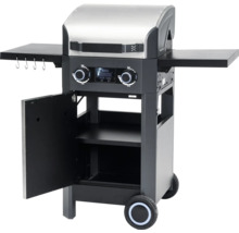 Grătar pe gaz cu suprafețe de depozitare, dulap și roți