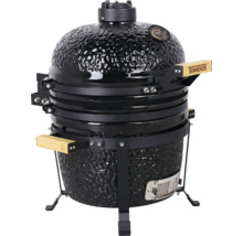 Grătar ceramic negru cu mânere din lemn