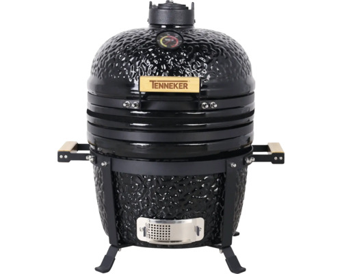 Grătar ceramic negru cu afișaj de temperatură și logo Tenneker