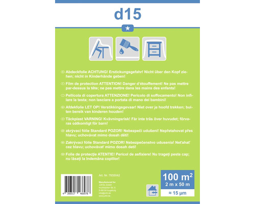 Folie de acoperire cu avertismente privind pericolul de asfixiere și utilizare