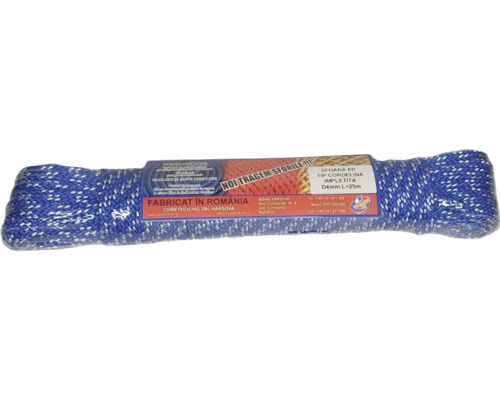 Șnur din polipropilenă albastru, diametru 4 milimetri, lungime 25 metri