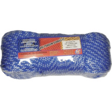 Frânghie albastră din polipropilenă cu diametrul de 4 milimetri și lungimea de 100 de metri, ambalată